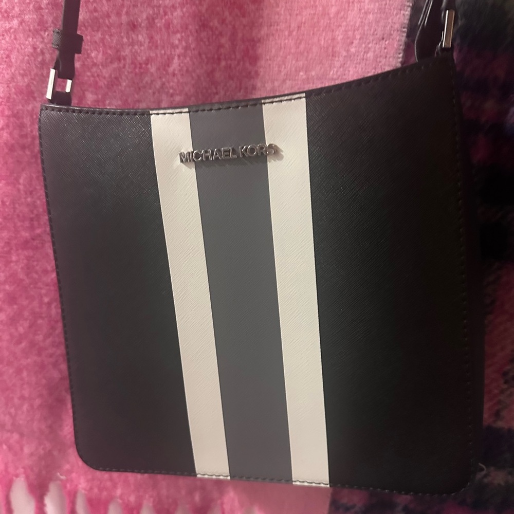 Michael Kors Black and White Crossbody Bag
